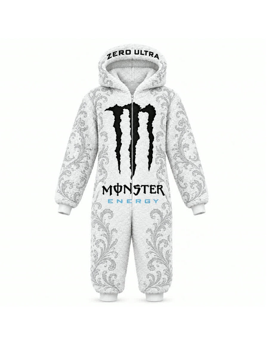 Arctic White sherpa onesie flat lay
