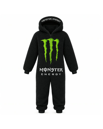 Blackout sherpa onesie flat lay